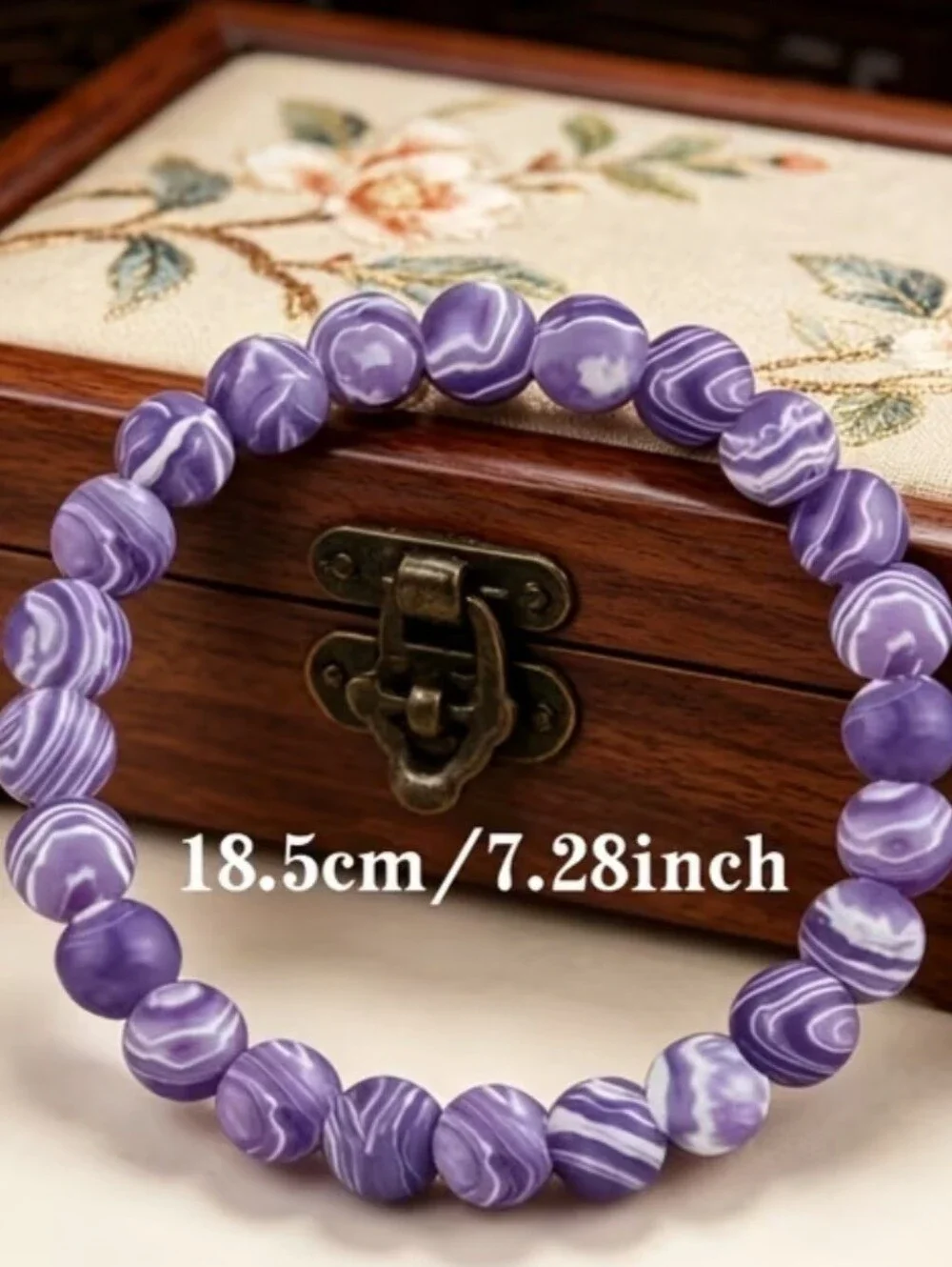 Purple Bead Stretch Bracelet - Women's Fashion Jewelry